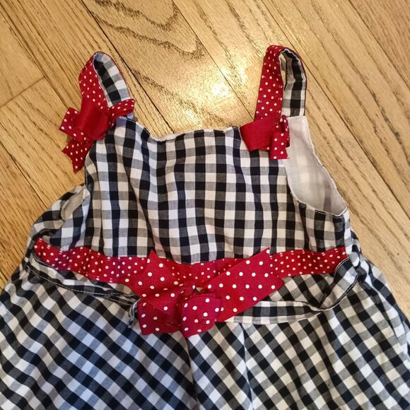 Specially Baby Size 24 Months Girls Checker Bows Strap Summer Dress 100% Cotton - Picture 2 of 6